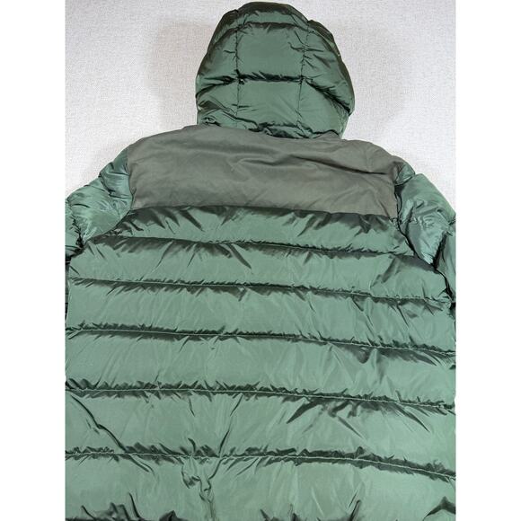 ADD Men 40 Green Duck Down Hooded Puffer Jacket Zip Snap Front Long Sleeve Warm - Picture 14 of 15